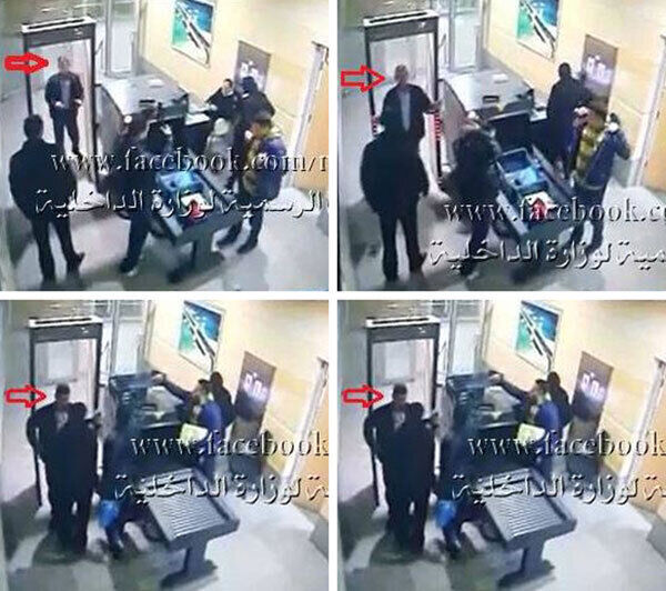 Handout CCTV footage posted on the official Facebook page of Egypt's Ministry of Interior showing alleged hijacker Seif Eldin Mustafa passing through security at Alexandria before boarding EgyptAir MS181. Picture: Ministry of Interior/PA