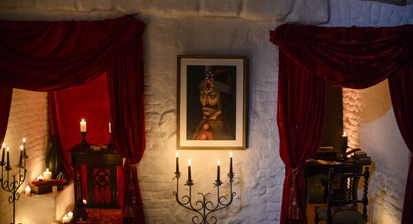 A portrait of Vlad the Impaler hangs on a wall in Bran Castle. A portrait of Vlad the Impaler hangs on a wall in Bran Castle.