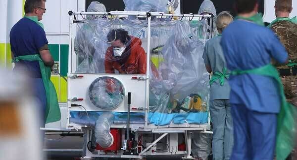 Pauline Cafferkey being taken into hospital in February this year.