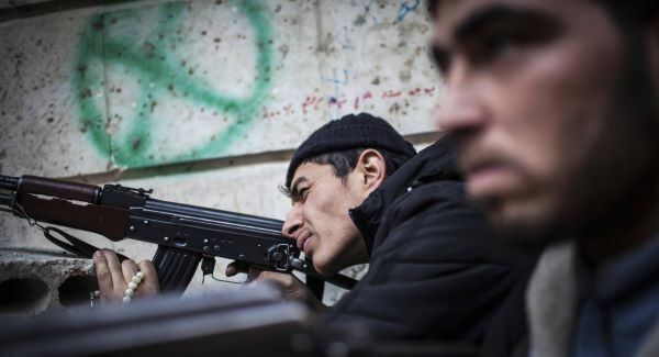 Rebel fighters in Aleppa