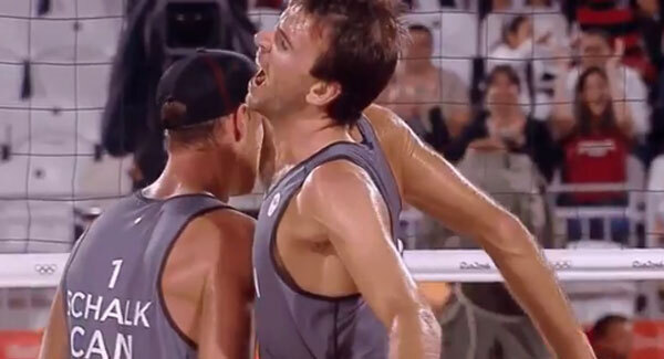 Watch as beach volleyballer leaves teammate utterly hanging for a chest bump