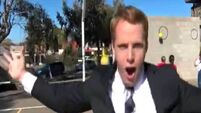 You have to see this reporter's reaction when he landed a trick shot