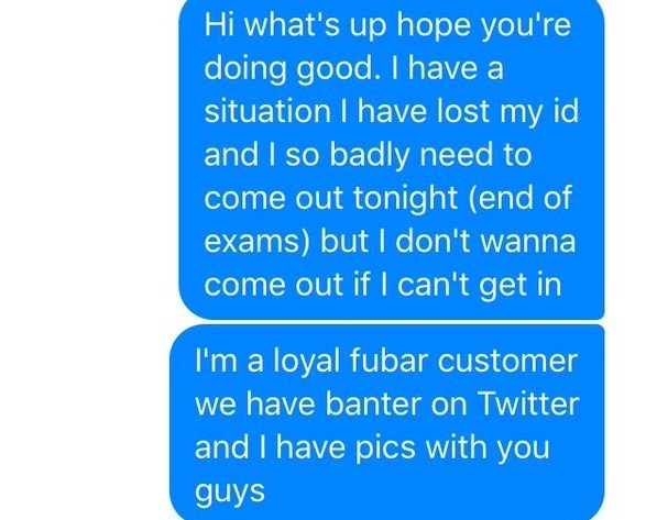 Check out this comical Facebook request sent to a nightclub by a desperate student