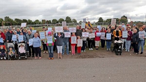 Save the Tank Field Campaign protest by local residents, at the Tank Field, Cork, in 2018. The dispute over building a new school in the Tank Field has been ongoing since 2005. Picture: Jim Coughlan