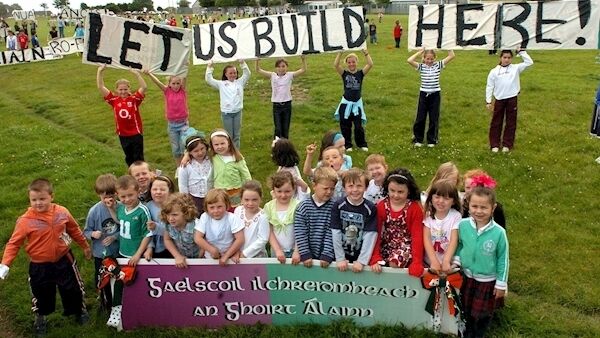 In this archive image from 2007, students from Gaelscoil An Ghoirt Alainn campaign for a new school at the Tank Field. Picture: Des Barry