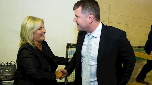 Malcolm Byrne, who was elected in Wexford, congratulated by Fine Gael candidate Verona Murphy. Picture: Patrick Browne