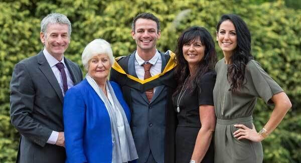 Thomas Barr, centre, is pictured with his family, left to right, dad, Tommy, Grandmother, Breda French, mother Martina and sister Jessie Barr. Picture: Alan Place