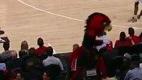 Basketball mascot’s balancing trick goes painfully wrong