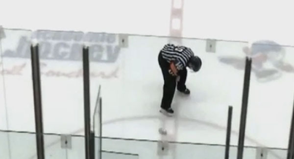 Ouch! Hockey fan arrested after referee hit in the crotch with a beer can
