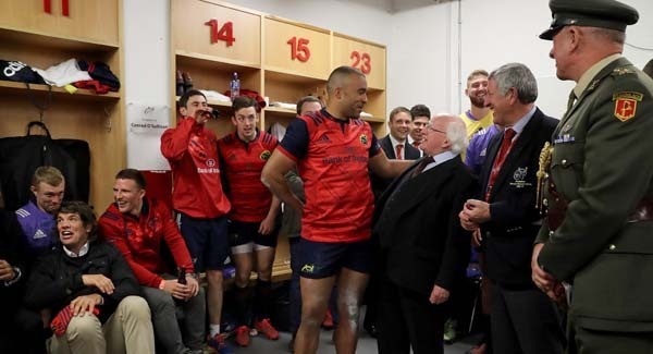 PHOTOS: President Higgins visits emotional Munster dressing room