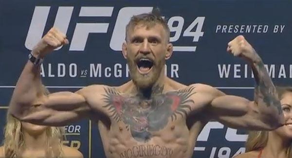 Conor McGregor at the weigh-in for his title fight againt Jose Aldo in December. Conor McGregor at the weigh-in for his title fight againt Jose Aldo in December.