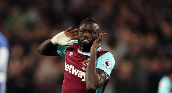 West Ham United's Cheikhou Kouyate celebrates scoring his side's first goal at the London Stadium. Photo: Nick Potts/PA