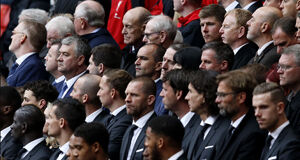Everton manager Roberto Martinez (centre) during the memorial service at Anfield. Everton manager Roberto Martinez (centre) during the memorial service at Anfield.