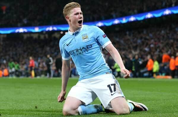 Manchester City's Kevin De Bruyne celebrates scoring the only goal of the game. Photo: Martin Rickett/PA