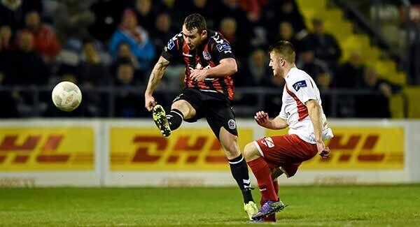 Kurtis Byrne, Bohemians, scores the only goal of the match at Dalymount Park. Photo: Seb Daly / SPORTSFILE