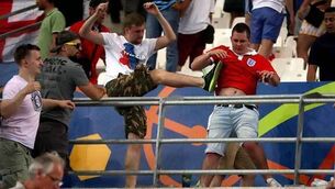 England fans attacked in stadium following draw with Russia