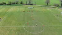 Drone footage captures a stunning free kick scored in East Cork