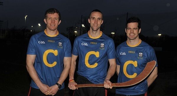 Cork hurlers Bill Cooper, captain Stephen McDonnell and Shane O'Neill sport the 1916 commemorative jersey which the team will wear against Kilkenny