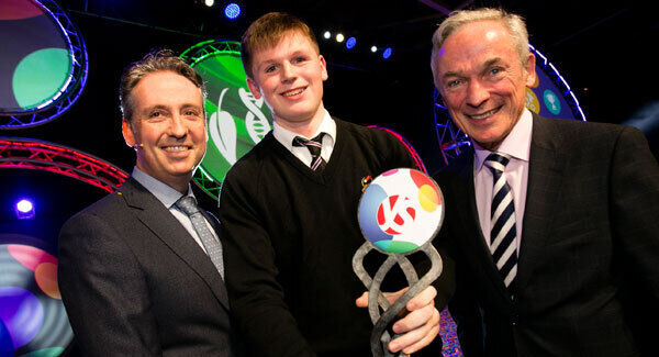 Shay Walsh, Managing Director BT Ireland and Minister for Education and Skills Richard Bruton TD present the BT Young Scientist and Technologist of the Year 2017 award to Shane Curran from Terenure College Dublin. Shay Walsh, Managing Director BT Ireland and Minister for Education and Skills Richard Bruton TD present the BT Young Scientist and Technologist of the Year 2017 award to Shane Curran from Terenure College Dublin.