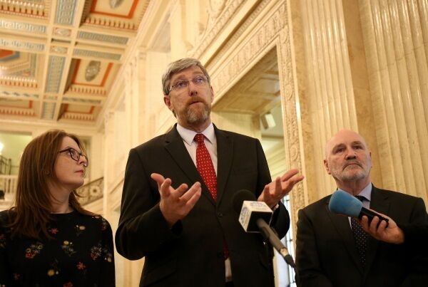 Sinn Fein's Caoimhe Archibald (left), John O'Dowd (centre) and Alex Maskey (right). Sinn Fein's Caoimhe Archibald (left), John O'Dowd (centre) and Alex Maskey (right).