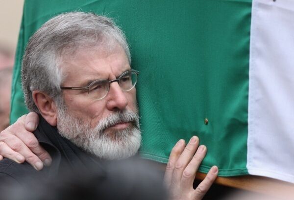 Gerry Adams carries the coffin during the funeral procession. Photo credit: Thomas McMullan/PA Wire Gerry Adams carries the coffin during the funeral procession. Photo credit: Thomas McMullan/PA Wire