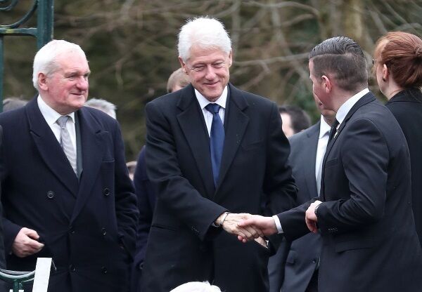 Former US President Bill Clinton (centre) and former Taoiseach Bertie Ahern (left) arriving for the funeral.Photo credit: Niall Carson/PA Wire Former US President Bill Clinton (centre) and former Taoiseach Bertie Ahern (left) arriving for the funeral.Photo credit: Niall Carson/PA Wire