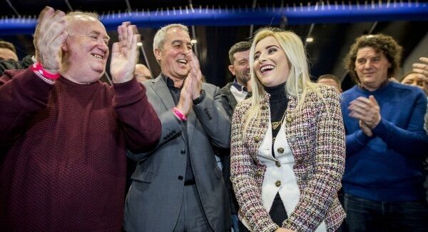 Orlaithi Flynn after being elected as the new Sinn Féin MLA for West Belfast at the Titanic Exhibition Centre, Belfast, Orlaithi Flynn after being elected as the new Sinn Féin MLA for West Belfast at the Titanic Exhibition Centre, Belfast,