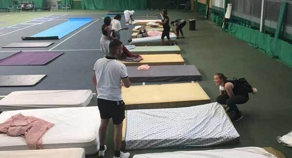 Beds are laid out in the Westway Sports Centre close to the scene after a fire engulfed the 24-storey Grenfell Tower in west London. Beds are laid out in the Westway Sports Centre close to the scene after a fire engulfed the 24-storey Grenfell Tower in west London.