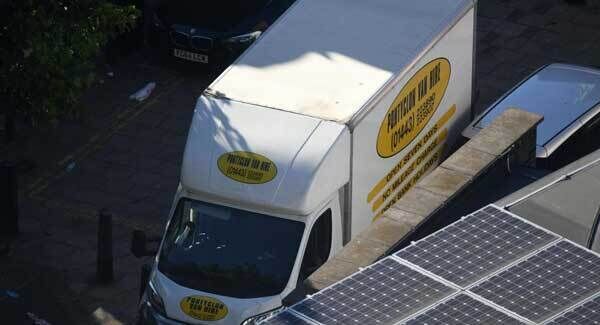 A van in Finsbury Park, north London, where one man has died, eight people taken to hospital and a person arrested after the vehicle struck pedestrians. PA.