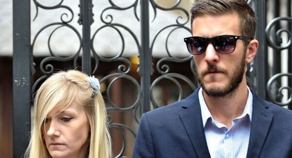 Charlie Gard's parents Connie Yates and Chris Gard outside the High Court in London.