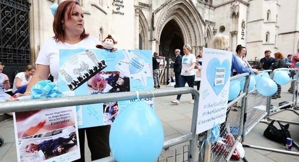 Charlie Gard supporters outside the Royal Courts of Justice in London. Picture: PA Charlie Gard supporters outside the Royal Courts of Justice in London. Picture: PA