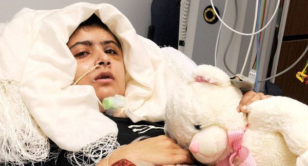 Malala Yousafzai in hospital in the days after she was shot in 2012. Malala Yousafzai in hospital in the days after she was shot in 2012.