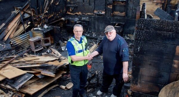 PCSO Stephen Cosford with David Chilton.