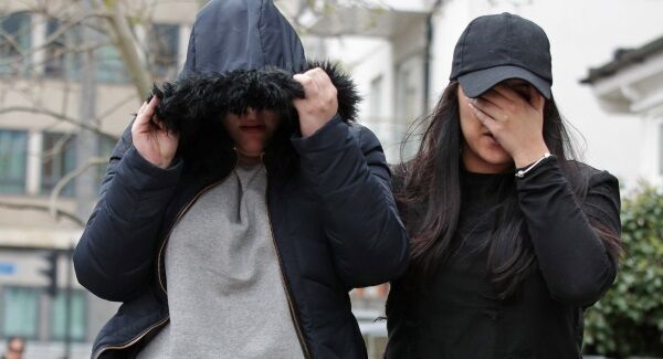 Ellie Leite, 19 (left), leaves Croydon Magistrates' Court today.