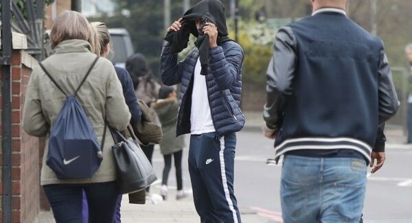 James Neves, 22 (centre), leaves Croydon Magistrates' Court today.