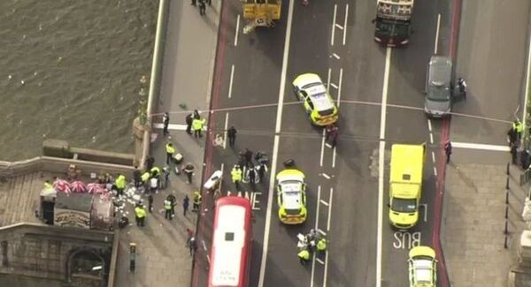 The scene shortly after the Westminster attack on Wednesday