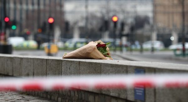 Flowers left near Westminster after the attack.