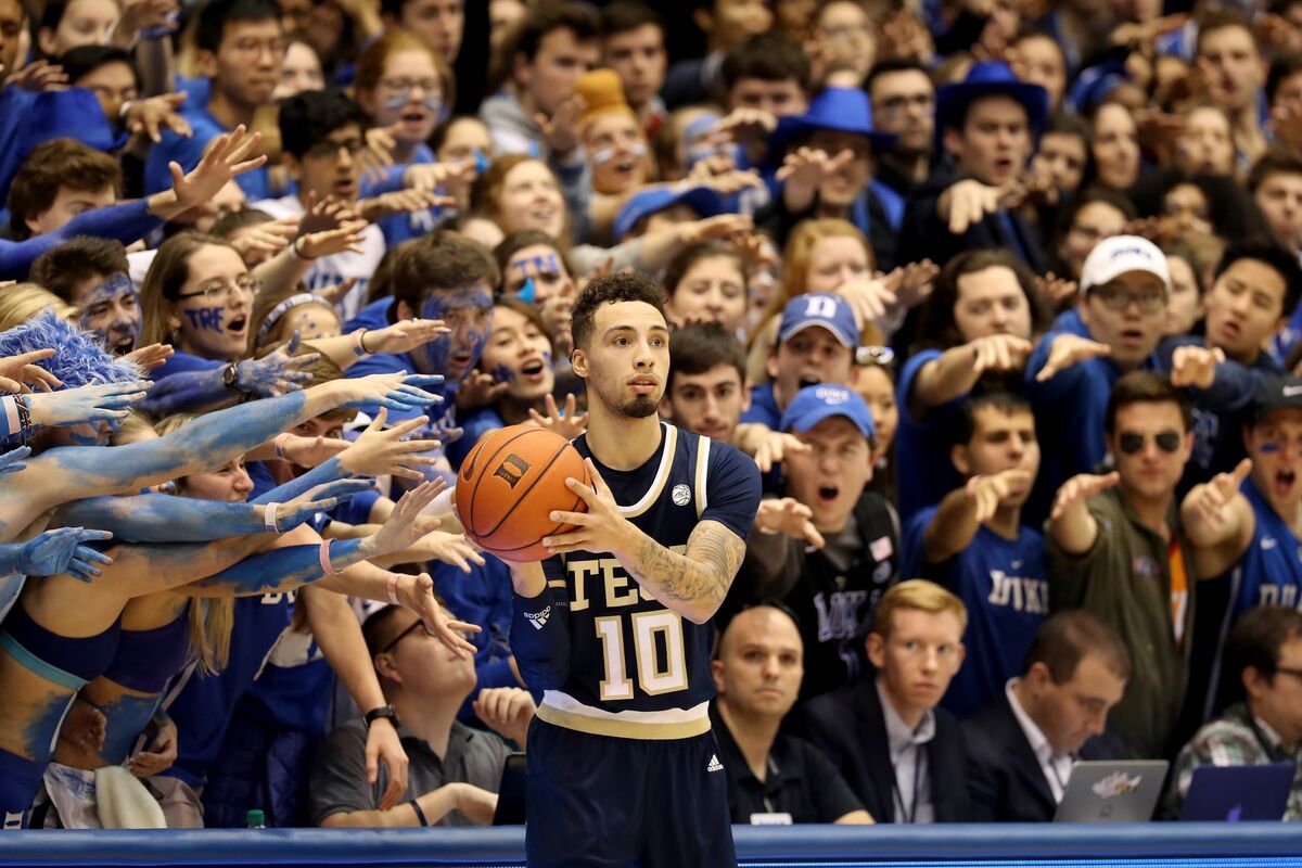 TOUCHING: Jose Alvarado of Georgia Tech ignores the distractions as he inbounds the ball against Duke at Cameron Indoor Stadium. Picture: Streeter Lecka, Getty Images