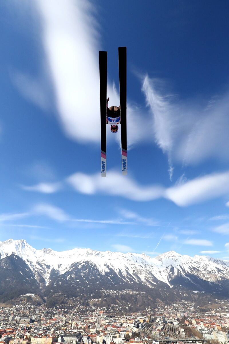 MOUNTAIN HIGH: A spectacular shot of the Czech Republic’s Tomas Vancura during the Nordic World Ski Championships last February in Innsbruck, Austria. Picture: Lars Baron/Getty Images