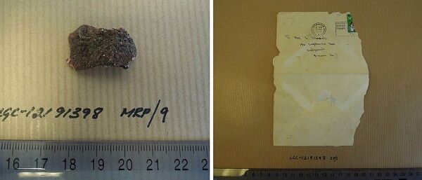 A piece of chewing gum (left) and an envelope which police used to link Osmond Bell to the 1981 killing of his former partner Nova Welsh.