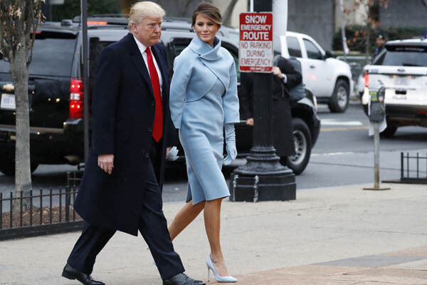 President-elect Donald Trump and his wife Melania arrives for a church service at St. John’s Episcopal Church across from the White House in Washington. Picture: AP