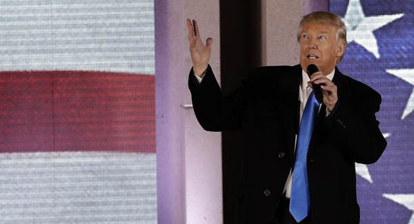 Donald Trump speaks at a pre-inaugural event at the Lincoln Memorial in Washington. Picture: AP