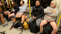 London commuters strip down for 'no trousers day'