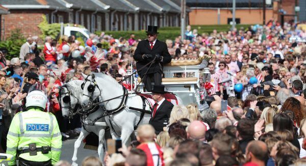 The funeral cortege for Bradley Lowery. Picture: Owen Humphreys/PA Wire The funeral cortege for Bradley Lowery. Picture: Owen Humphreys/PA Wire