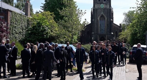 Mourners leave St Michael's Church in South Grove, London after the funeral of Ugo Ehiogu. Picture: Declan Warrington/PA Wire Mourners leave St Michael's Church in South Grove, London after the funeral of Ugo Ehiogu. Picture: Declan Warrington/PA Wire