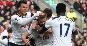 Tottenham Hotspur's Eric Dier celebrates scoring his sides opening goal during the Premier League match at Turf Moor, Burnley.