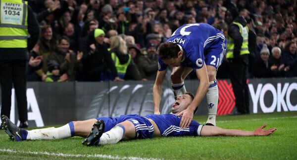 Chelsea's Gary Cahill celebrates scoring his side's second goal at Stamford Bridge. Photo: Nick Potts/PA
