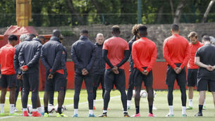 Manchester United hold minute's silence following terror attack