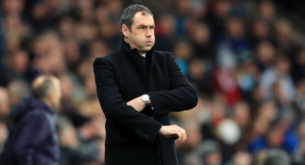 Swansea City manager Paul Clement during the match at the Liberty Stadium, Swansea. Picture: PA