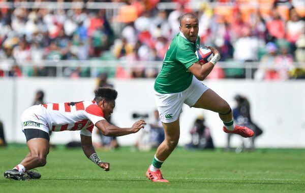 Simon Zebo of Ireland in action against Kotaro Matsushima of Japan. Photo: Brendan Moran/Sportsfile